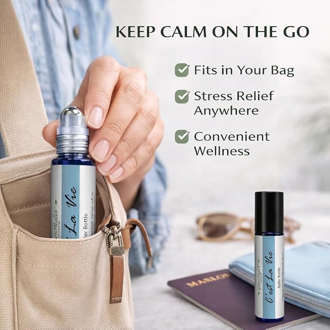 GreenHealth C’est La Vie Essential Oil Roll-On (10 ml) – Pre-Diluted Relaxing Aromatherapy Blend, Ready-to-Use Rollerball, Travel Size Calming Scent