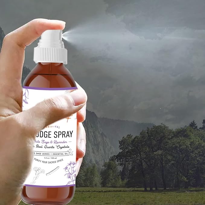 SOUL STICKS White Sage & Lavender Smudge Spray – 3.5oz Smokeless Mist with Quartz Crystals – Calming Essential Oil Spray for Sleep, Stress Relief, Meditation, and Energy Cleansing