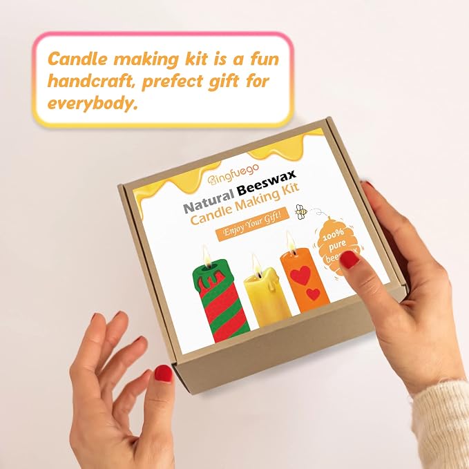 Bingfuego Beeswax Candle Making Kit for Beginners-12 Beeswax Sheets for Candle Making Rolling Kits, Natural Beeswax Candle Making Kit (Bright Color, 8 x 8 inch)