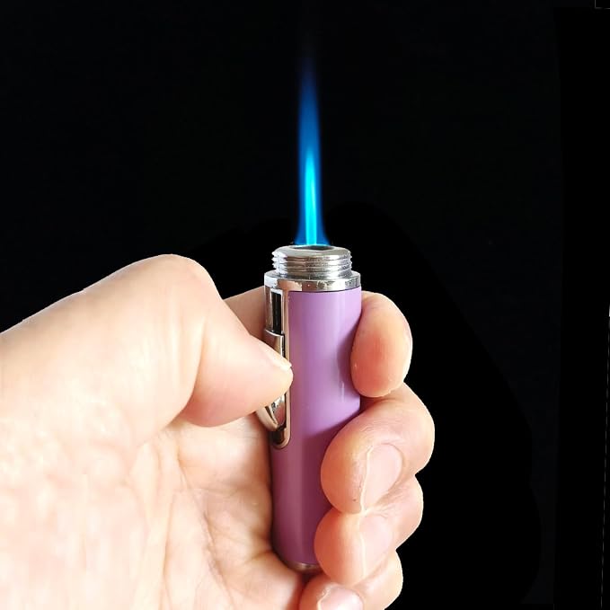 Torch Lighter,Handheld Multifunctional All-in-One Tube Built-in Detachable Windproof Lighter,Outdoor,Indoor,Camping,Candle,Birthday,Light Purple(2PCS)
