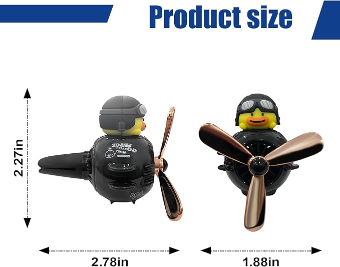 Pilot Duckling Car Dashboard Air Vent Trim Clip, Cute Cartoon Car Rotating Propeller Air Outlet Decoration, Cool Automotive Interior Perfume Diffuser Ornament Accessories (Duck)
