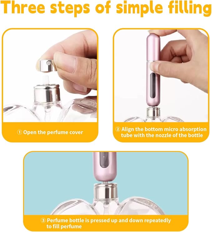 Perfume travel refillable,6Pcs 5ml Mini perfume bottle,Portable perfume bottles refillable for Women Men Small Mister Spray Bottle, for Travel and Outgoing