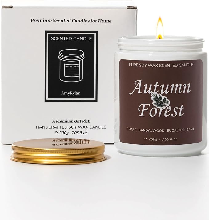 Aroma Gift for Women, Scented Candle for Home, Pine Autumn Forest 7.05 oz Soy Wax 40 Hour Burn Time, Long Lasting Jar Candle, Gifts for Christmas, Halloween, Mother's Day, Aromatherapy Candle