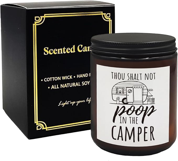Mancheng-zi Camping Candle Scented, Camping Gifts for Women Men, Campers Gifts, Funny Camping Gifts, Camper Decor, Gifts for Camping Lovers, Thou Shalt Not Poop in The Camper Scented Candle