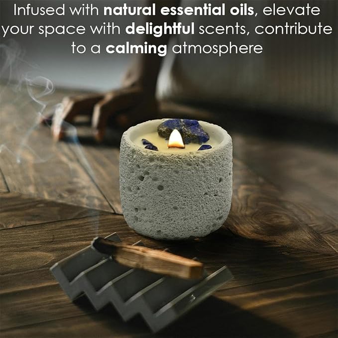 Crystal Candles for Aries & Gemini - Lapis Lazuli Healing Stone Astrology Scented Candles | Nature Essential Oil Aromatherapy Gifts for Women | Spiritual Birthday Gifts