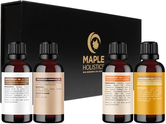 Fall Essential Oils Set for Diffuser - Extra Large 100% Pure Autumn Essential Oil Blends Gift Set with Pumpkin Spice Cedarwood Vanilla Spice & Focus - Aromatherapy Gift for All Occasions (4x30mL)