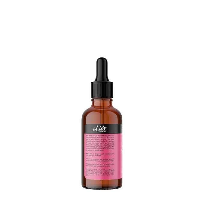 Aunt Jackie's Elixir Essentials Hair & Scalp Oil, Collagen, Tea Tree Oil & Eucalyptus, Thickens & Supports Hair Growth, 2 oz