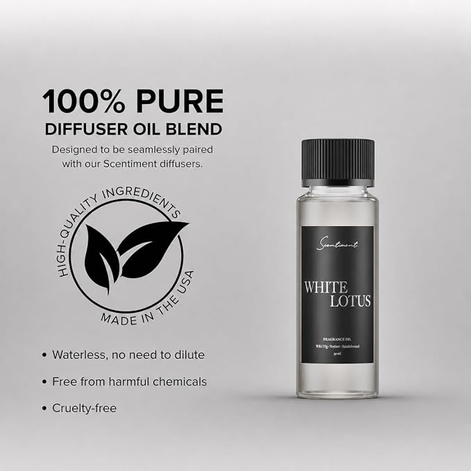 Scentiment White Lotus Diffuser Oil - Premium Hotel Scent with Notes of of Wild Fig, Vetiver, Almond & Sandalwood Home Scent, Hotel Fragrance Oil Diffuser Refill - 1.69 fl oz (50 mL)