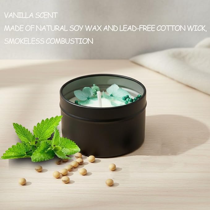 Vanilla Scented Soy Candle, Aromatherapy Candle for Home | Soy wax vanilla candle in a portable metal tin for bedroom, bathroom, yoga, travel, home decor and thoughtful gifting.