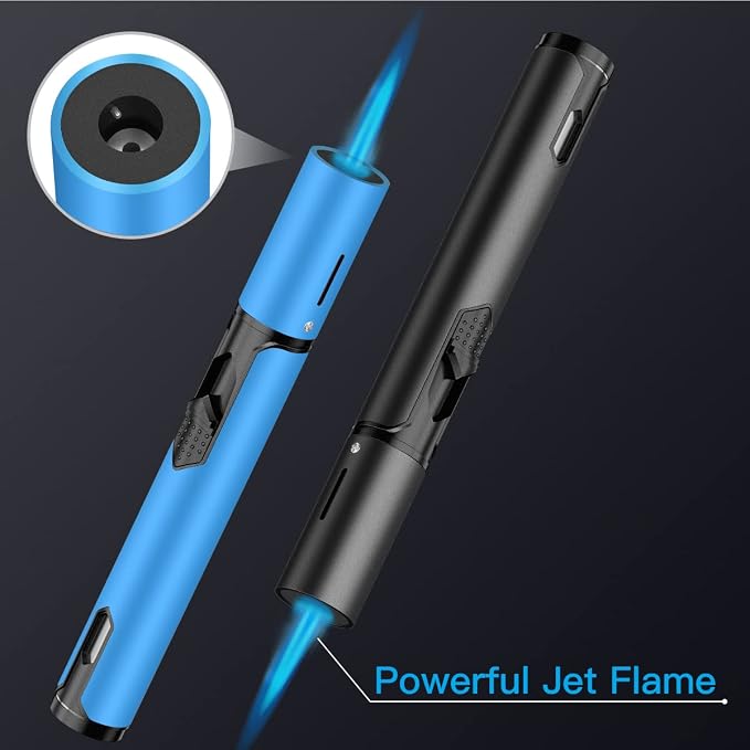 Torch Lighters 2 Pack Adjustable Jet Flame Butane Lighter, Refillable Gas Torch Lighter for Candles Grill BBQ Fireplaces Camping (Butane Not Included)