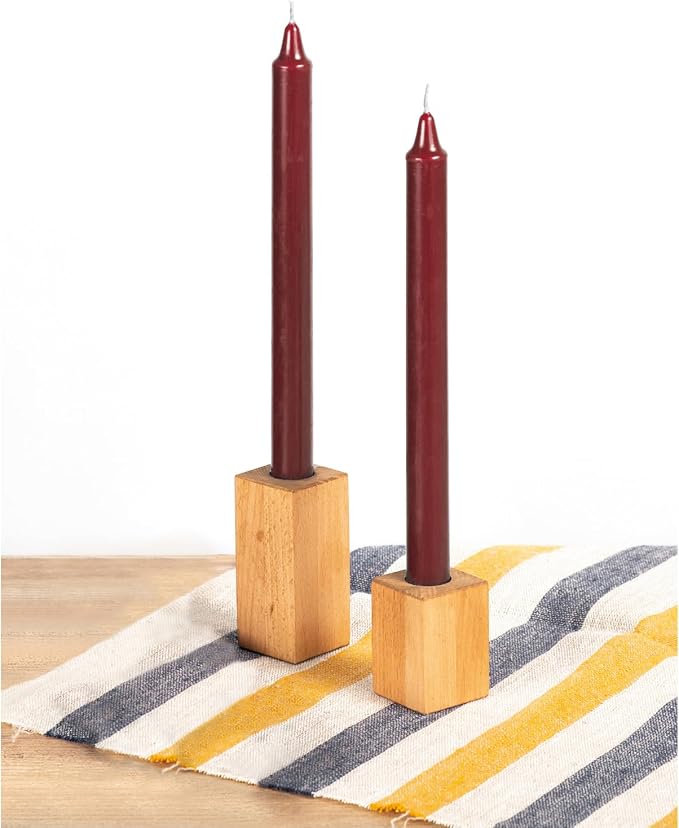 CANDWAX Bordeaux Taper Candles Pack of 4 - Slow Burning Dripless Unscented Straight Candles 10 inch - Ideal for Dinner Table - Smokeless Long Candlesticks
