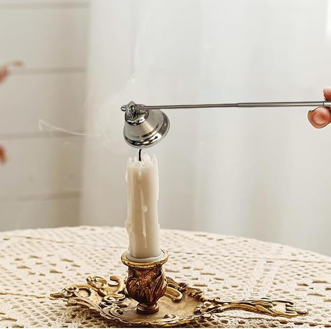 Ouliget Candle Snuffer with Extendable Long Handle,Polished Stainless Steel Wick Flame Snuffer for Tea Light Candles,Candle Tool for Putting Out Extinguishing Flame Safely