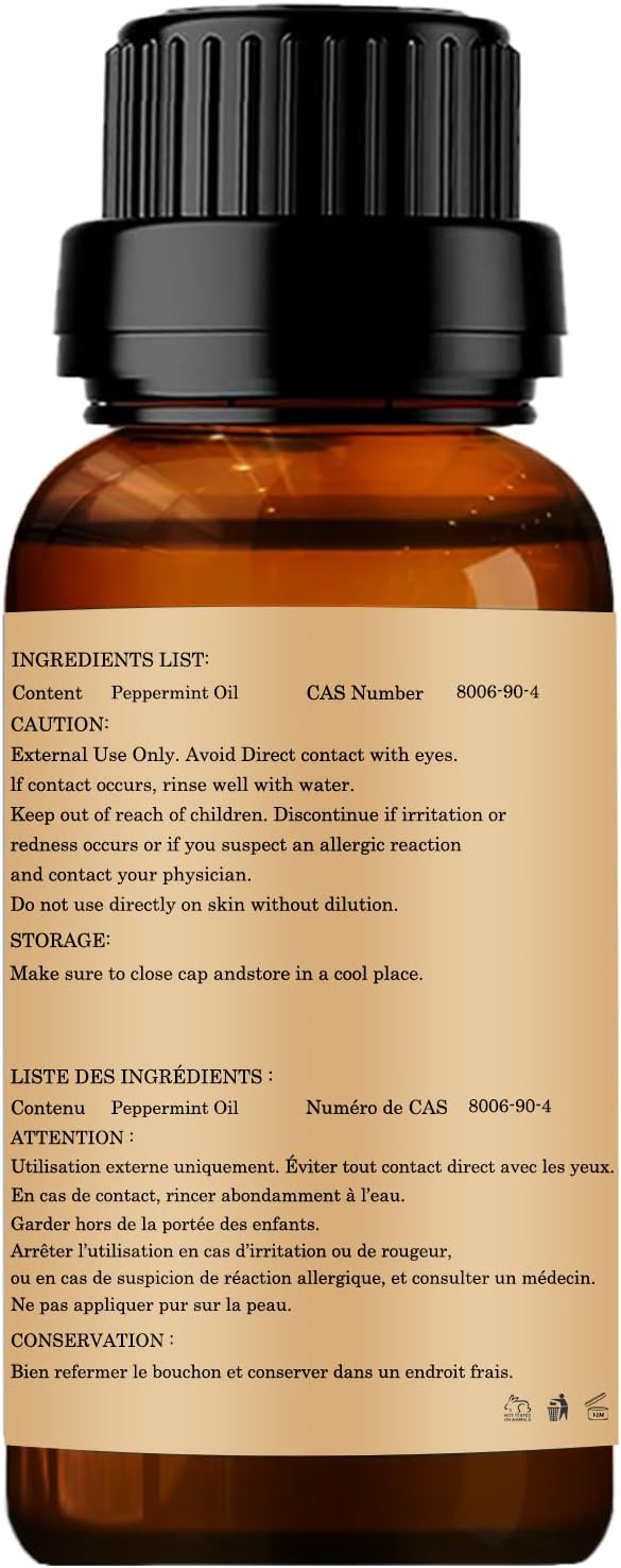 Peppermint Essential Oils 10ML, 100% Pure and Natural Essential Oil for Aromatherapy Diffuser - 0.33 Fl Oz/Peppermint