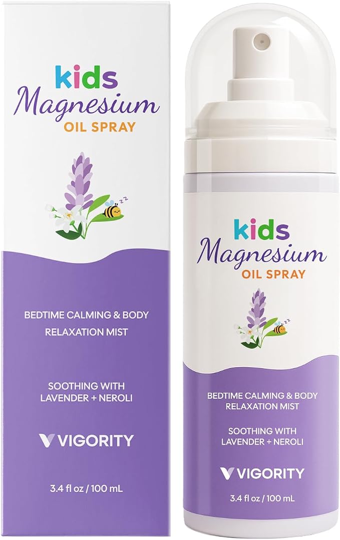 Vigority Kids Magnesium Spray with Lavender & Neroli – Lightweight Magnesium Body Mist for Legs, Feet, Pillow & Room – Gentle Bedtime Spray for Kids Evening Routines (3.4 fl. oz.)