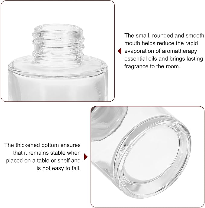 HARFINGTON 50ml/1.7oz Empty Glass Diffuser Bottle 2.6" x 2" Refillable Fragrance Accessories Aromatherapy Jar Container for Replacement Reed Diffuser DIY Home Bathroom Transparent