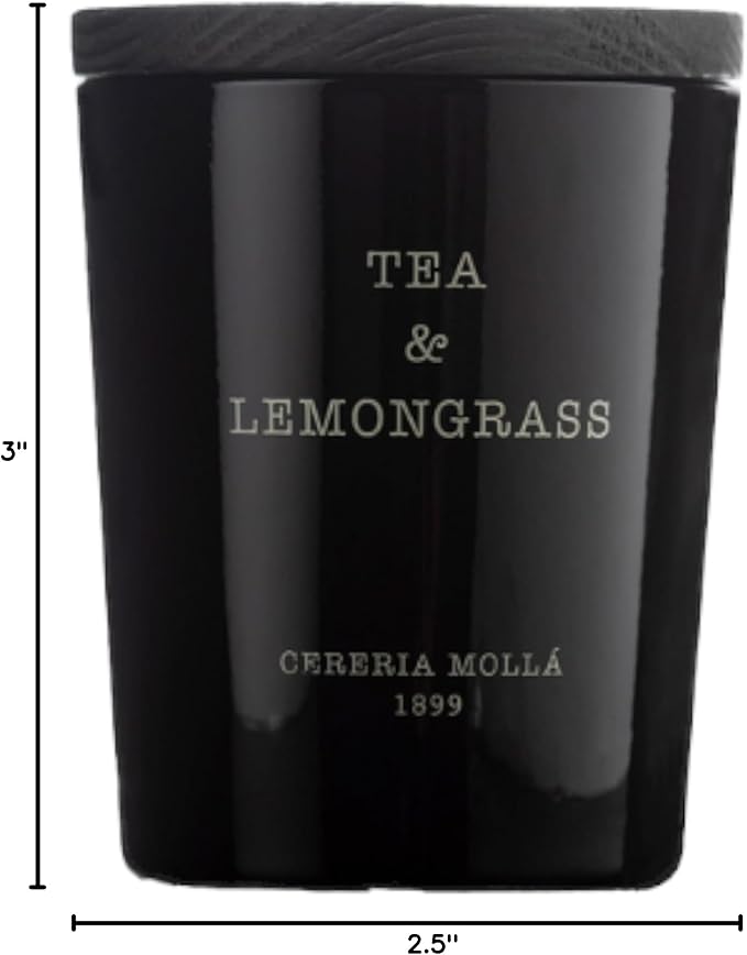Cereria Molla Scented Candle Travel Size 2.4 oz - Luxury Home Fragrances - Handmade EU (Tea & Lemongrass)