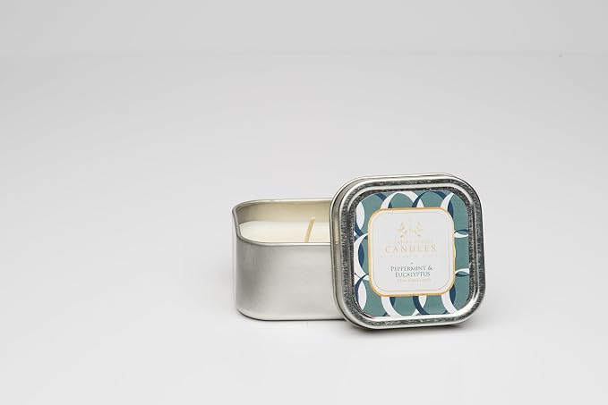 Lotion Candle - Peppermint & Eucalyptus (3.5 Ounce) | Scented Massage Candles for Self Care, Soy Wax Candle with Essential Oil Blends, Coconut Oil, and Vitamin E