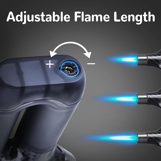 Laffizz 2 Pack Torch Lighter Single Jet Flame Refillable Butane Lighters Windproof Gas Torch Lighters Adjustable Jet Cool Lighter for Camping Candle BBQ Grill(Fuel Not Included)
