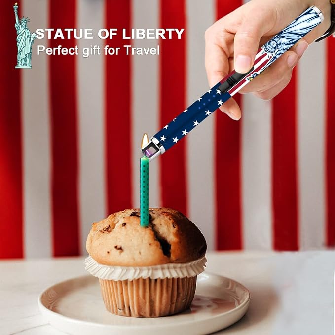 SUPRUS Electric Candle Lighter USB Type C Rechargeable Lighter with LED Battery Display and Safety Switch Windproof Best Souvenir for Independence Memorial and Veterans Day (Statue of Liberty)