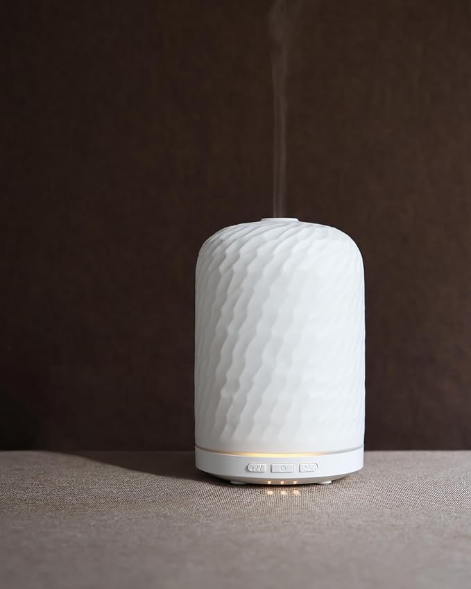 Essential Oil Diffuser - 2.4MHz Ultrasonic Ceramic Diffuser with Pulse/Continuous Mist & Night Light, Waterless Auto-Off, Silent Aromatherapy Diffuser for Home, Office, Yoga, Spa, Gifts & Home Decor.