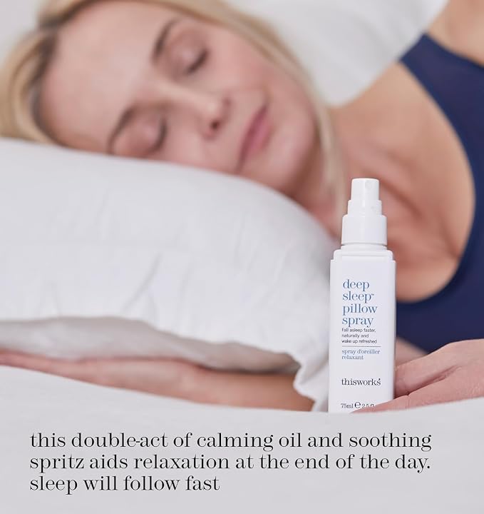 This Works Deep Sleep Pillow Talk Set – Natural Sleep Remedy Duo with Lavender, Camomile & Vetivert – 75ml Pillow Spray & 5ml Stress-Check Roll-On ($42 Value Set)