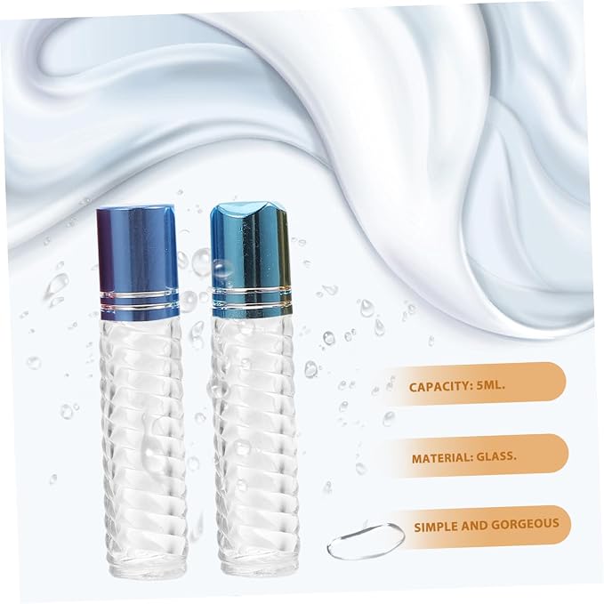 12pcs 5ml Glass Roll-on Bottles with Caps, Portable Mini Perfume and Essential Oil Roller Bottle Kit for Travel and Aromatherapy Use Random Color