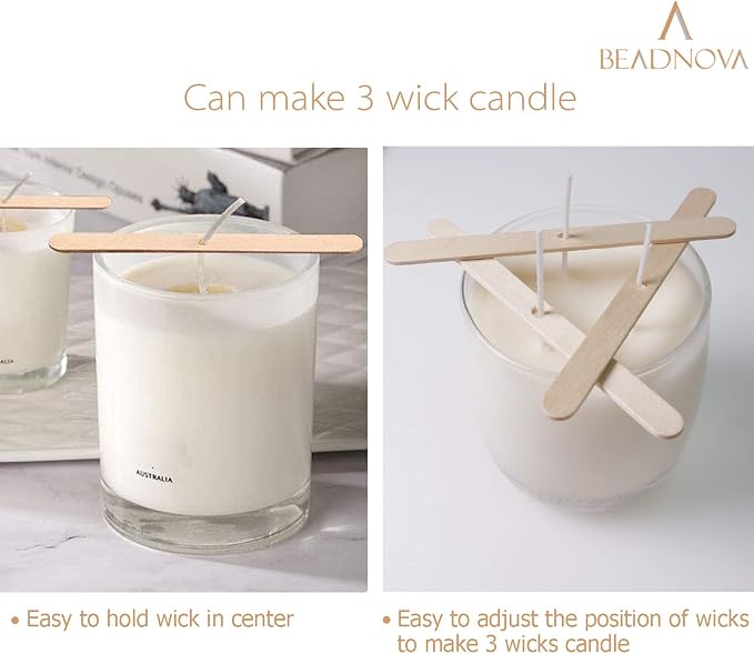 BEADNOVA Candle Wick Holders for Candle Making Wooden Wick Holder 50 pcs Centering Device Bar for DIY Making