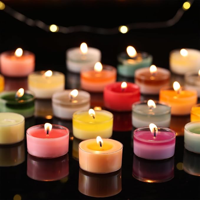 Scented Tea Lights Candles, Citrus Sunburst, 8 Pack – Vibrant Orange Scented Tealight Candles – 100% Palm Wax, 6 Hour Burn Aromatherapy Tea Light Votive Candle for Holiday Gatherings, Festive Decor