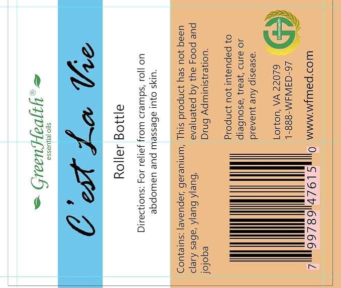 GreenHealth C’est La Vie Essential Oil Roll-On (10 ml) – Pre-Diluted Relaxing Aromatherapy Blend, Ready-to-Use Rollerball, Travel Size Calming Scent
