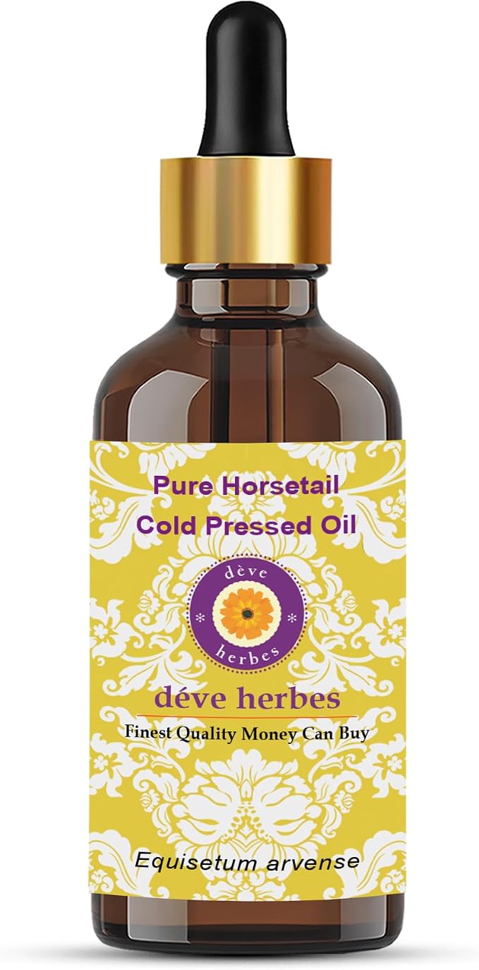 Deve Herbes Horsetail Oil (Equisetum arvense) with Glass Dropper | Cold Pressed | Pure | Natural | for Diluting Essential Oils | Hair, Skin & Massage | Non-Sticky | Lightweight | Unisex | 30ml (1 oz)