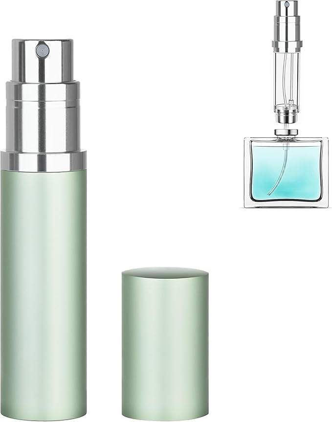 Refillable Perfume Atomizer Travel Bottle 5ml Leakproof Luxury Travel Perfume Refillable Bottle, Portable Fragrance Atomiser (Light Green)