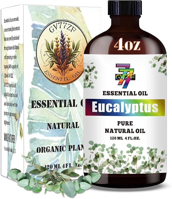 Eucalyptus Essential Oil, Eucalyptus Oils, for Diffuser, Humidifier, Shower, DIY Candles, Soap, Cleaning, Home, Gift, Essential Oil, GV77ZF Eucalyptus Fragrance Oil - 4 fl oz (120 ml)