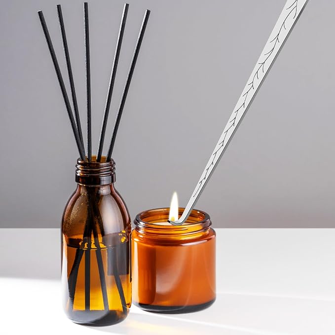 calary Candle Wick Trimmer, Candle Snuffer and Wick Dipper & Candle Accessory Set, 3 in 1 Candle Care Kit for Candle Lover (Silvery)