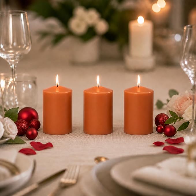 yummi 3" x 4" Sienna Round Pillar Candles - 3 per Pack