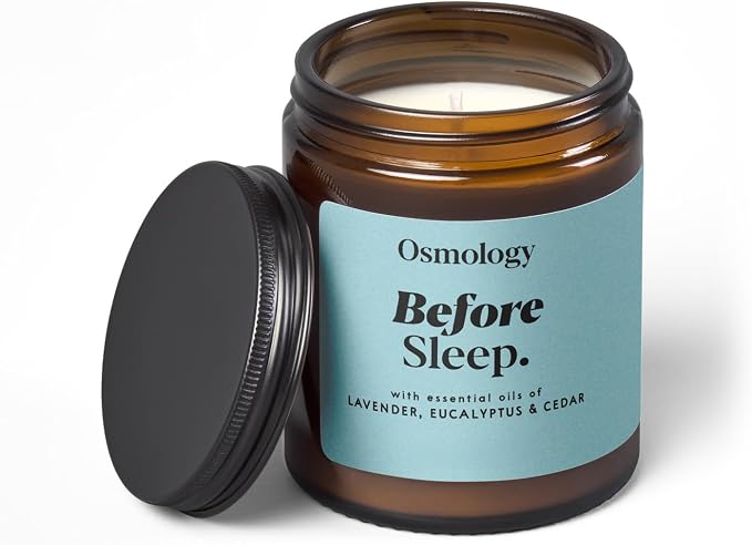 Before Sleep Aromatherapy Candle – Lavender, Eucalyptus & Cedar Scented Candle, Plant-Based Wax in Amber Apothecary Jar, 7 oz, 45 Hour Burn Time, Relaxation & Bedtime Candle