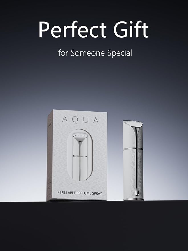 Travalo AQUA Refillable Perfume Atomizer, 5ml Travel Perfume Bottle with Easy Bottom Refill, Leak-Proof Mini Cologne Sprayer, TSA-Approved Pocket Fragrance Spray for Women & Men,1 Piece (White)
