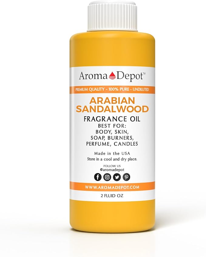Aroma Depot 2 oz. Arabian Sandalwood Fragrance Oil I Perfume I Skin Body Oil, Scented Oil.
