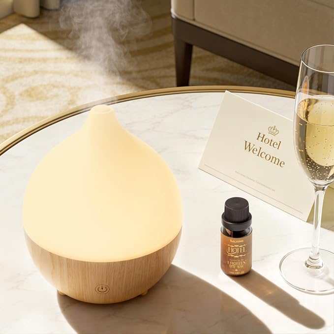 SALKING Essential Oil Diffuser with Luxury Hotel Fragrance Oil Set, 100ml Small Ultrasonic Aromatherapy Diffuser, Auto Shut-Off, Warm White Light, Cool Mist Humidifier for Home & Office