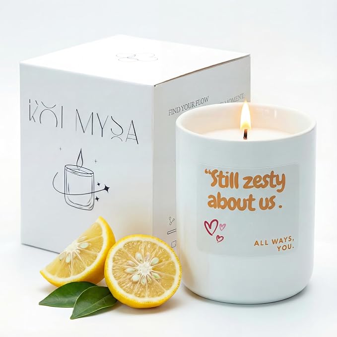 Scented Candles Gifts for Women Men, Natural Soy Wax Grapefruit Candles for Home Scented, Still Zesty About us Theme Perfect for Christmas Valentines Birthday Gifts Idea for Lovers