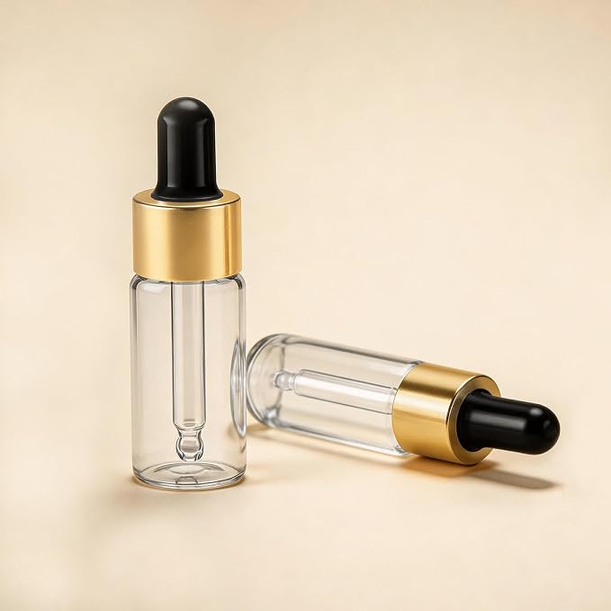 Elfenstall- Empty Clear 10pcs 10ml 1/3oz Mini Glass Bottle Sample Vial Small Essential Oil Bottle with Glass Eye Dropper Refillable Containers