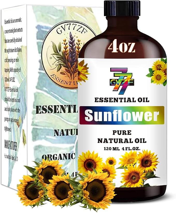 Sunflower Essential Oil, Sunflower Oils, for Diffuser, DIY Candles, Soap, Humidifier, Home, Office, Gift, Essential Oil, GV77ZF Sunflower Fragrance Oil - 4 fl oz (120 ml)