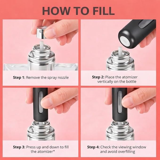 4 Pcs Refillable Perfume Atomizer, Travel Perfume Bottle Refillable and Leak-Proof, Portable Empty Cologne Atomizer, Mini Refillable Perfume Bottle for Pocket, Easy to Refill Decant Sprayer (10 ml)