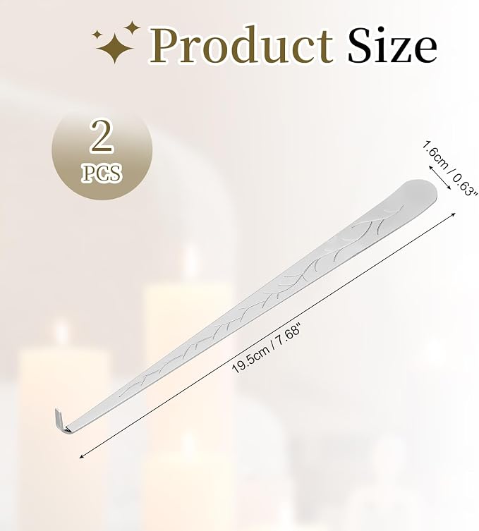 uxcell 2 Pcs Candle Wick Dipper, Stainless Steel Candle Wick Hook, Flame Dipper Snuffer Extinguish Accessory Flat Design for Putting Out Flame Home Decor Gifts, Chrome
