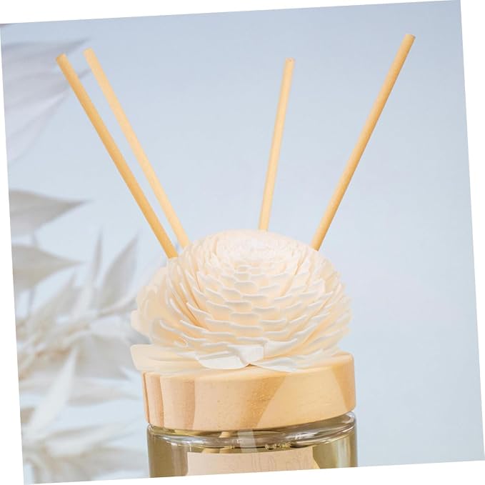 NOLITOY Diffuser Mixed Sola Flowers, Natural Material Cotton Reed Wood Flowers Decorative Refill Wood Diffuser with Rope