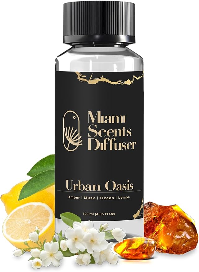 Urban Coast Essential Oil Refill Luxury Hotel Inspired - Long Lasting Aroma for Home & Commercial Diffuser - 120 ml Fresh Blend of Amber, Musk and Lemon, Scent for Spa Office Wellness Aromatherapy.