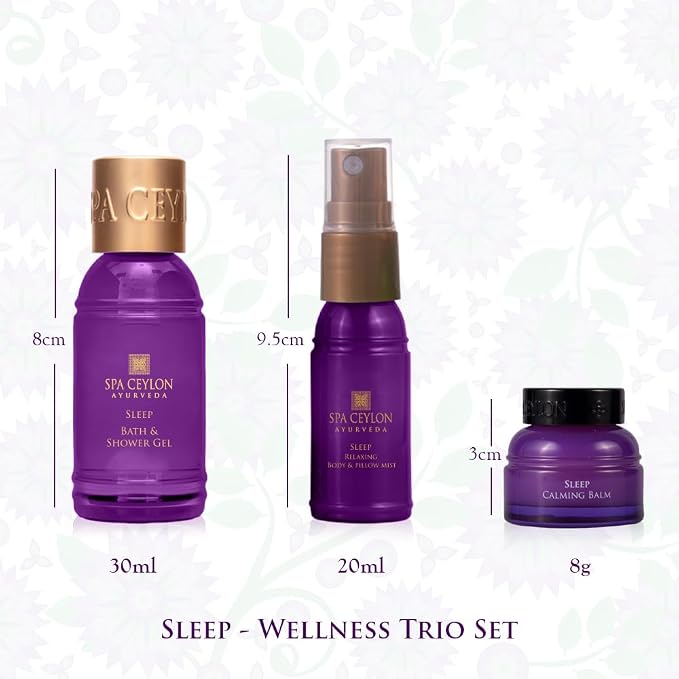 SPA CEYLON Sleep Wellness Trio Set, Restful Spa Essentials for Nourished Skin, Natural Ingredients, Ayurvedic, (Lavender)