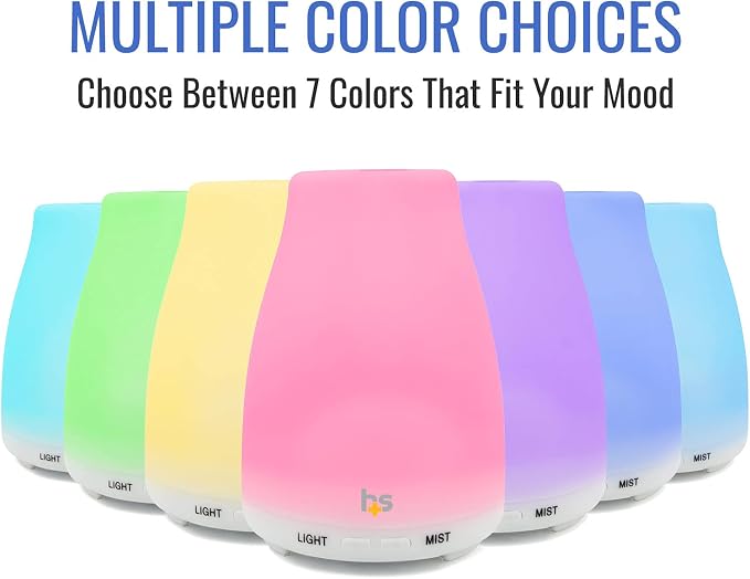HealthSmart Essential Oil Diffuser, Cool Mist Humidifier and Aromatherapy Diffuser with 150ML Tank Ideal for Small Rooms, Adjustable Timer and Mist Mode, White
