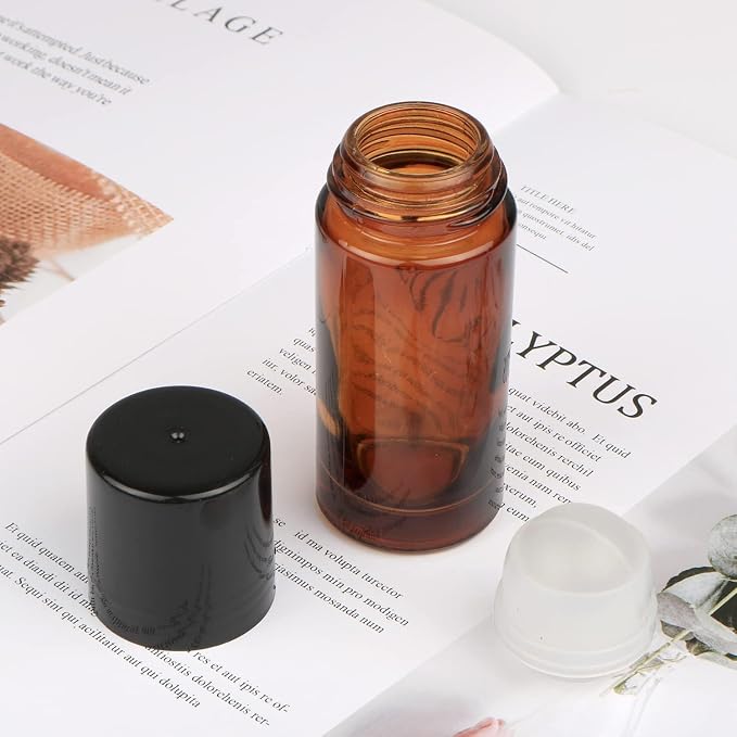 2Pcs Brown 30ml Glass Essential Oil Roller Bottles Refillable Roll on Bottles Empty Deodorant Bottle Containers Rollerball Beauty and Personal Care Tools for Fragrance Cosmetics
