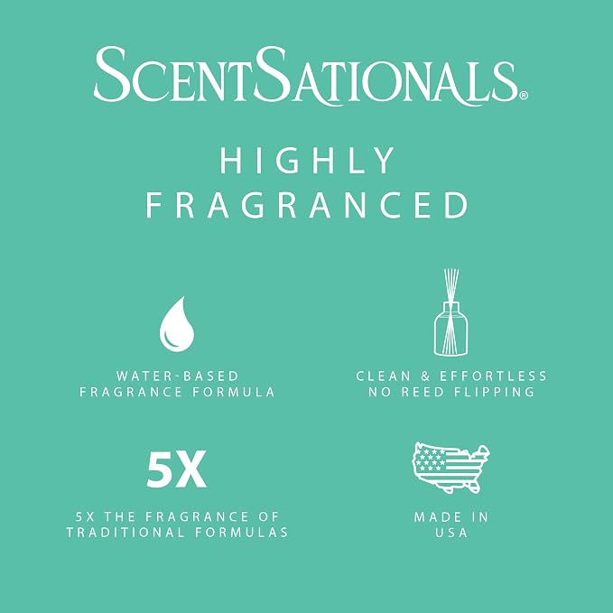 ScentSationals Water-Based Reed Diffuser - White Pine & Eucalyptus - 5 FL OZ Aromatherapy Reed Diffuser