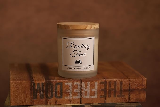Reading Time Candle - Book Lovers Gifts, Gifts for Readers, Lavender & Lemon Scented Candle, Natural Soy Wax & Natural Essential Oils